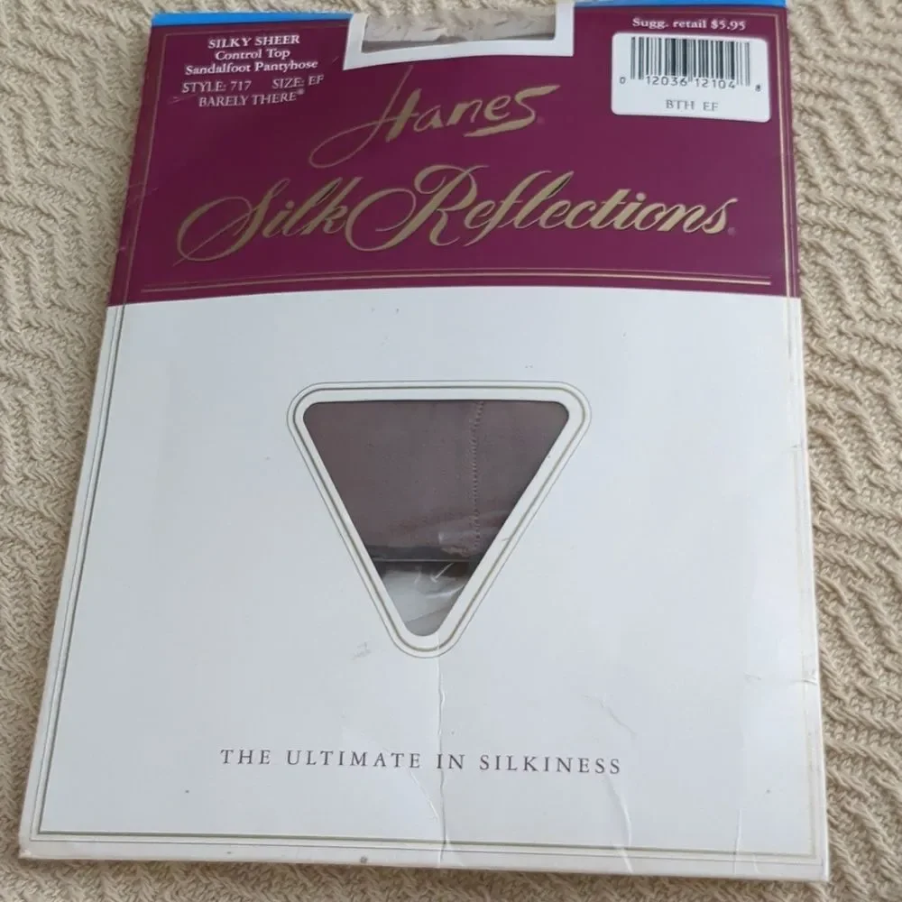 Hanes Silk Reflections Stockings Lot of 3 Size EF 2 Barely There, 1 blk slimming